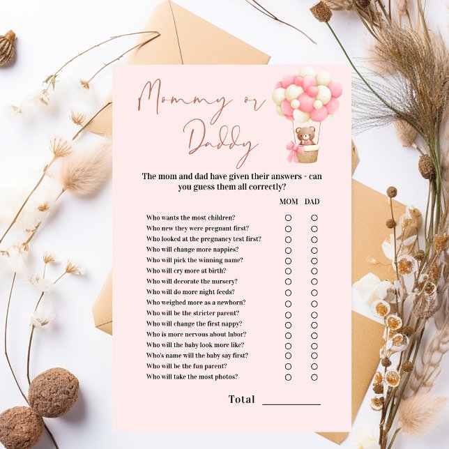 Pink Teddy Bear Mommy oder Daddy Baby Showraten (Von Creator hochgeladen)