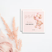 Pink Teddy Bear Oh Girl Balloon Baby Dusche Party Serviette
