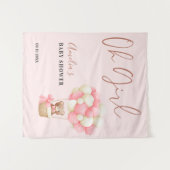 Pink Teddy Bear Oh Girl Balloon Baby Dusche Party Wandteppich (Vorderseite (Horizontal))