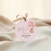 Pink Teddy Bear Oh Girl Balloon Babydusche Geschenkanhänger