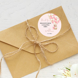 Pink Teddy Bear Oh Girl Balloon Babydusche Runder Aufkleber