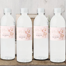 Pink Teddy Bear Oh Girl Balloon Babydusche Wasserflaschenetikett