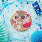 Pink Teddy Bear Picnic Sommer Geburtstagsparty Pappteller (Party)