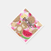 Pink Teddy Bear Picnic Sommer Geburtstagsparty Serviette (Ecke)
