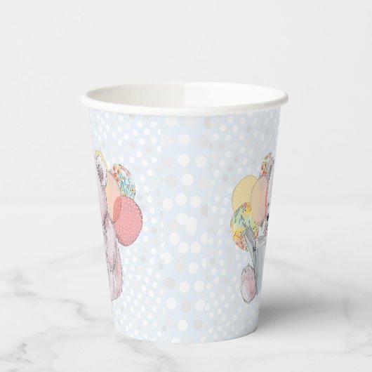 Pink Teddy Bear reading a book  Pappbecher (Links)