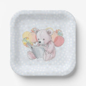 Pink Teddy Bear reading a book  Pappteller (Vorderseite)