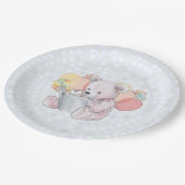 Pink Teddy Bear reading a book Pappteller (Schrägansicht)