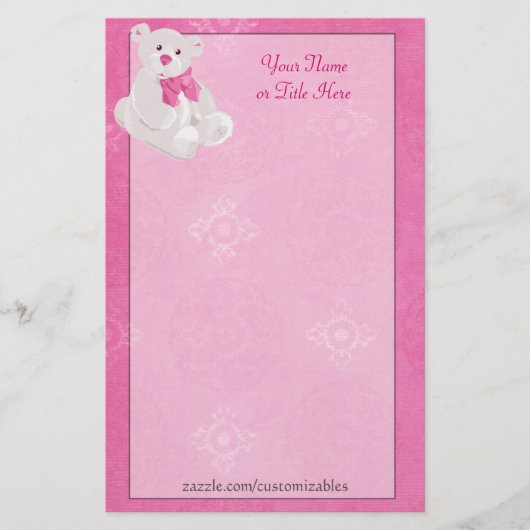 Pink Teddy Bear Stationary Briefpapier (Vorderseite)