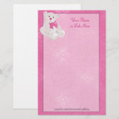 Pink Teddy Bear Stationary Briefpapier (Vorne/Hinten)