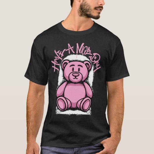 Pink Teddy Bear streetwear T-Shirt (Vorderseite)