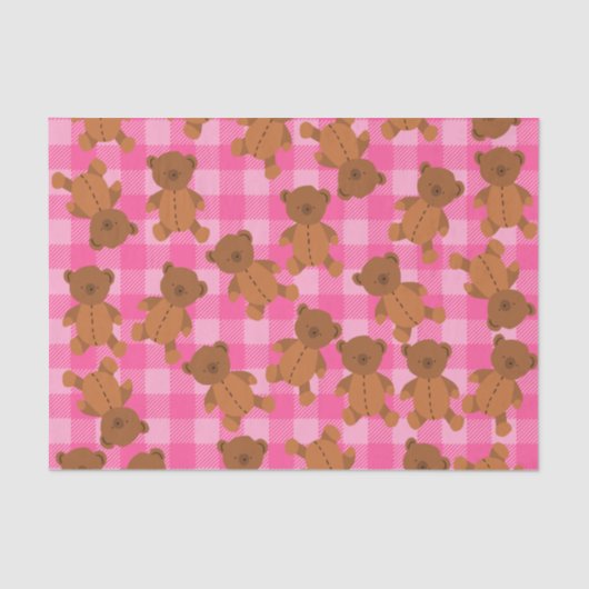 Pink Teddy Bear Tissue Paper Seidenpapier (Vorderseite)