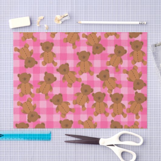 Pink Teddy Bear Tissue Paper Seidenpapier (Handwerk)