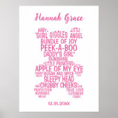 Pink Teddy Bear Typografy Baby Poster (Vorne)
