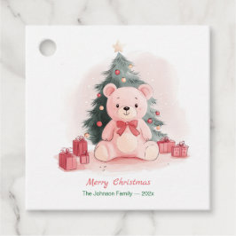 Pink Teddy Bear Weihnachten Geschenkanhänger