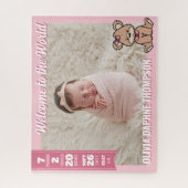 Pink Teddy Bear Welcome to the World Baby Girl Puzzle (Vertikal)