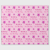 Pink Teddy Bear With Text Baby Shower Geschenkpapier (Flach)