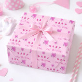 Pink Teddy Bear With Text Baby Shower Geschenkpapier