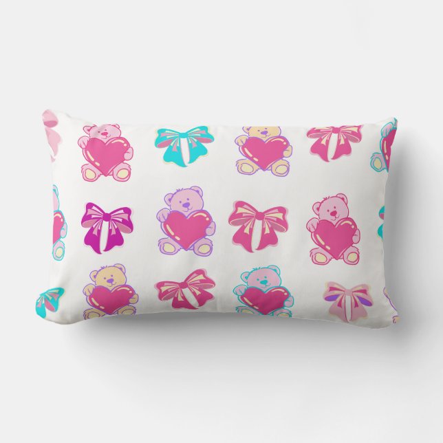 Pink Teddy Bears & Bows Kissen (Vorderseite)
