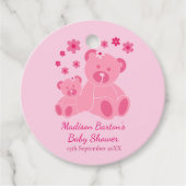 Pink Teddy Bears Niedlich Girl Baby Dusche Geschenkanhänger (Vorderseite)