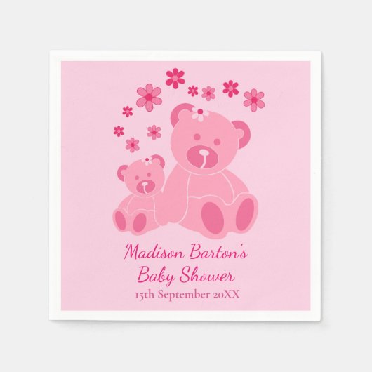 Pink Teddy Bears Niedlich Girl Baby Dusche Serviette (Vorderseite)