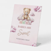 Pink Teddy Candy Stars Babies sind süßes Baby Sockelschild (Vorderseite)