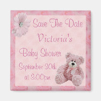 Pink Teddy Save the Date Girl Baby Dusche