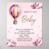 Pink Teddy Star Cloud Baby Dusche Spt Say Baby Poster (Vorne)