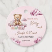 Pink Teddy Starry Clouds Baby Girl Vielen Dank Geschenkanhänger (Vorderseite)