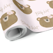 Pink Teddy wir können frühzeitig abwarten Mädchen  Geschenkpapier (Rolleneckpunkt)