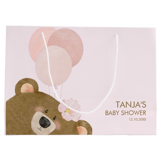 Pink Teddy wir können frühzeitig abwarten Mädchen Große Geschenktüte (Rückseite)