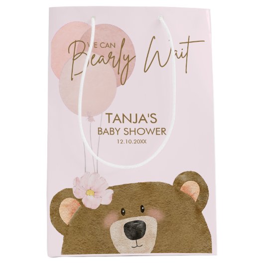Pink Teddy wir können frühzeitig abwarten Mädchen  Mittlere Geschenktüte (Vorderseite)