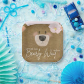 Pink Teddy wir können frühzeitig abwarten Mädchen  Pappteller (Party)