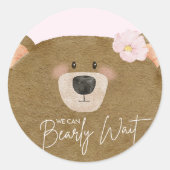 Pink Teddy wir können frühzeitig abwarten Mädchen Runder Aufkleber (Vorderseite)