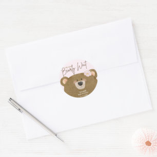 Pink Teddy wir können frühzeitig abwarten Mädchen Runder Aufkleber