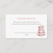 Pink Tee Party Baby Dusche Windeln Raffle Ticket Begleitkarte (Vorderseite)