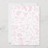 Pink Tee Party Babydusche Einladung (Rückseite)