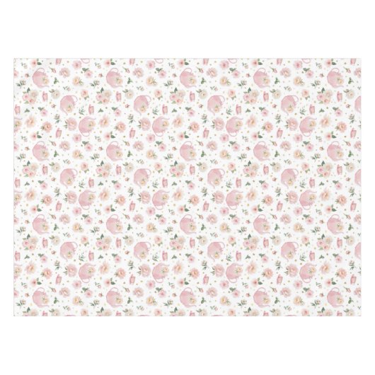 Pink Tee Party Babydusche Tablette Tischdecke (Vorderseite (Horizontal))