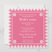 Pink Tee Party Brautparty Einladung (Rückseite)