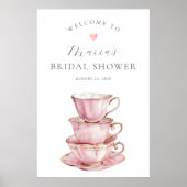 Pink Tee Party Brautparty Willkommen Poster (Vorne)