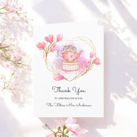 Pink Tee Party Danke Rose Gold White Card