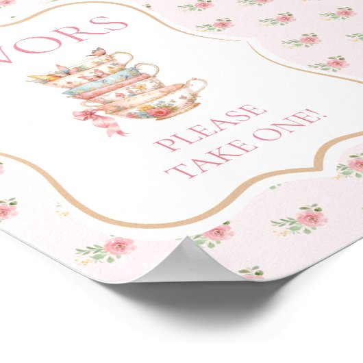 Pink Tee Party Dusche Gefallen Poster (Ecke)