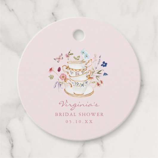 Pink Tee Party Geschenkanhänger (Vorderseite)