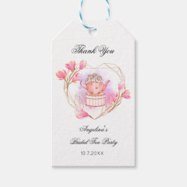 Pink Tee Party Rose Gold Teapot Blumengeschenk Tag Geschenkanhänger