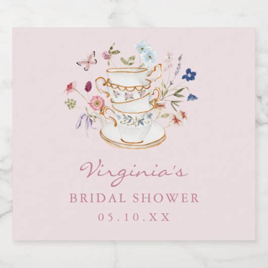 Pink Tee Party Schaumweinetikett (Einzelnes Label)