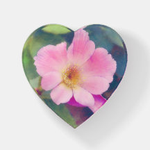 Pink Tee Rose Herz Paperweight