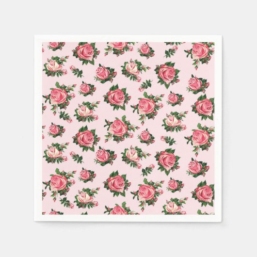 Pink Tee Rose Papier Napkins Serviette (Vorderseite)