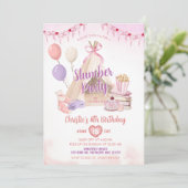 Pink Teepe Sleepover Zelt Slumber Party Geburtstag Einladung (Stehend Vorderseite)