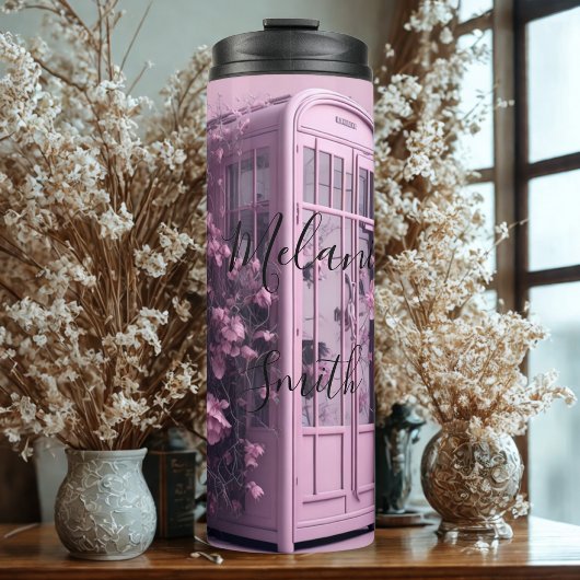 Pink Telefonkabine Thermal Tumbler Thermosbecher