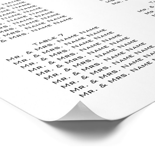 Pink Template Wedding Chart 280 Gäste Poster (Ecke)