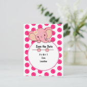 Pink Tennis Ball Es ist ein Mädchen für Baby-Elepj Ankündigungspostkarte (Stehend Vorderseite)